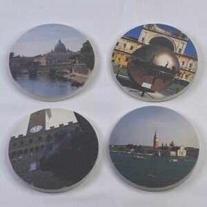 Coastermatic Coaster Set Italy Landmarks Ceramic 4pc